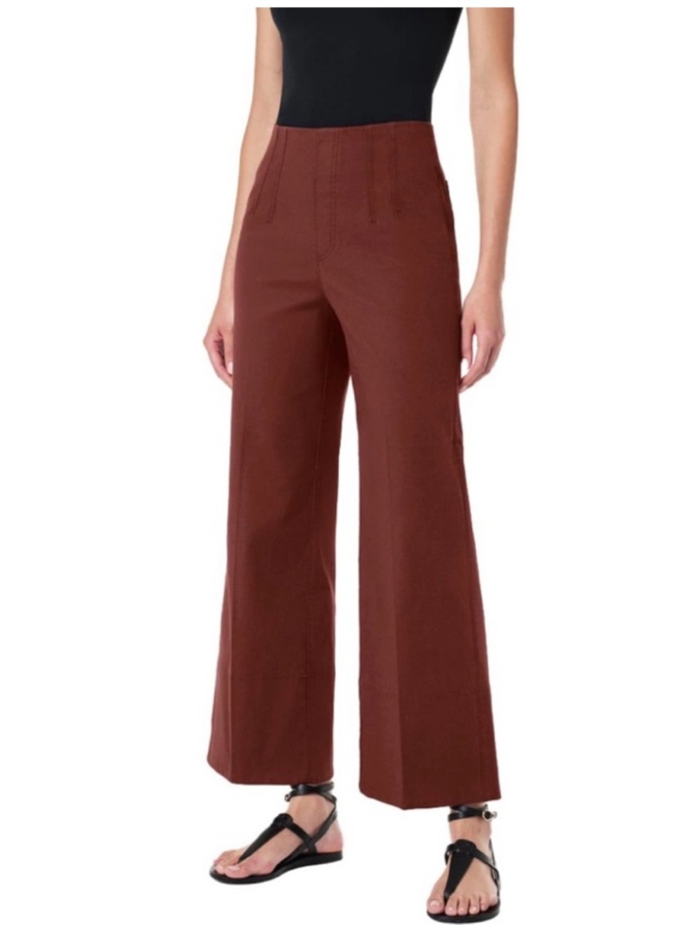 SPANX Stretch Twill Cropped Wide Leg Pant Hickory Size S Petite Shaping Pant NWT
